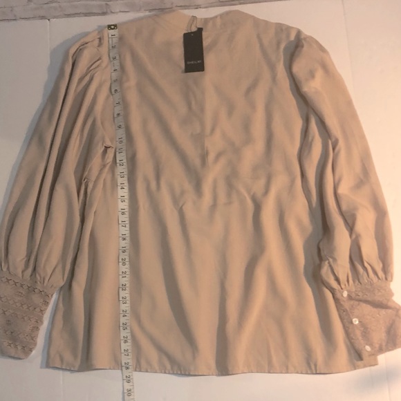 Sheilay long sleeve ruffle lace Bohemian prairie peasant top Tan Plus size 3X - Picture 9 of 13